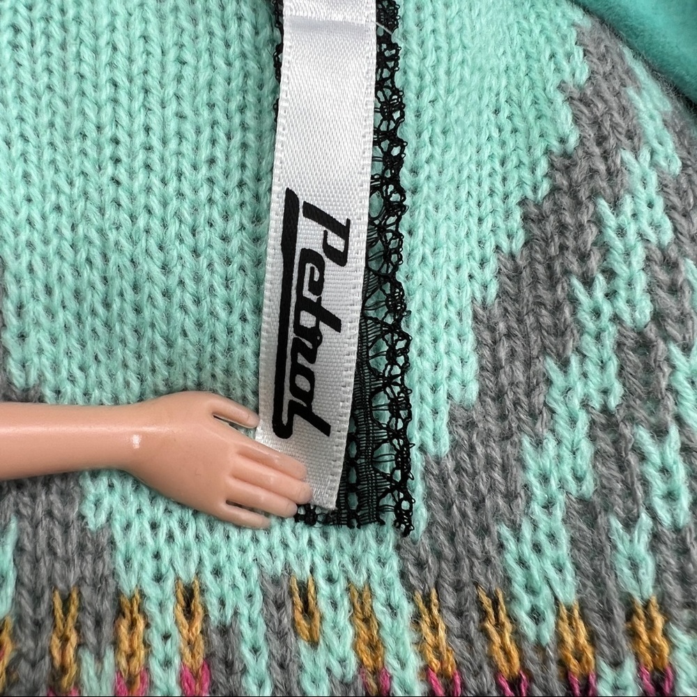 Petrol Aztec Southwest Bohemian Western Draped Multi Cardigan Sweater - Picture 7 of 10